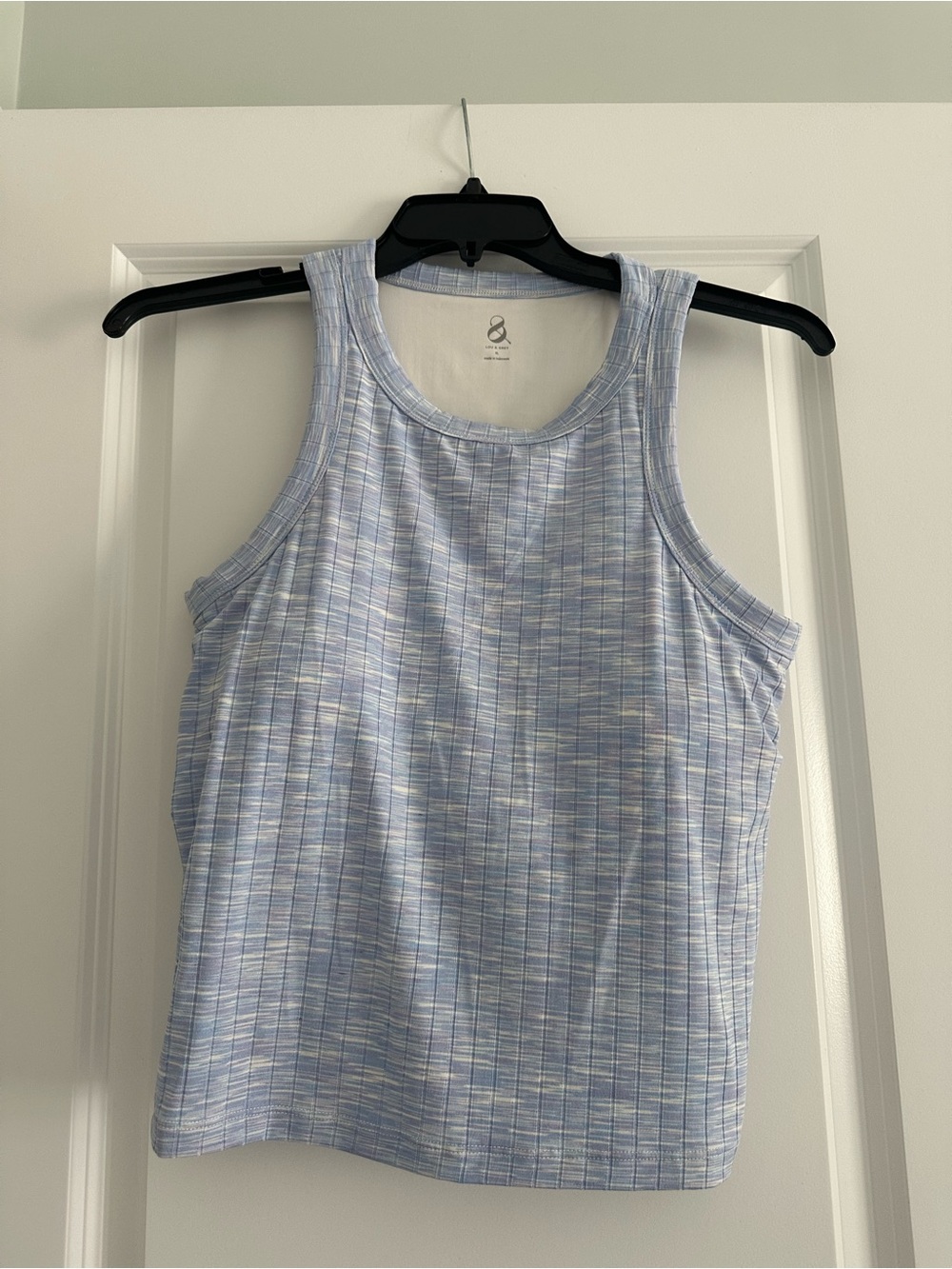 Lou & Grey Light Blue Ribbed Tank with Subtle Heathered Stripe